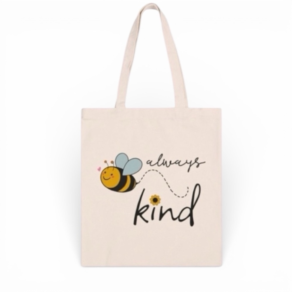 Inspirational Statement “Always Be Kind” Print Minimalist Fashion Tote Bag NWT